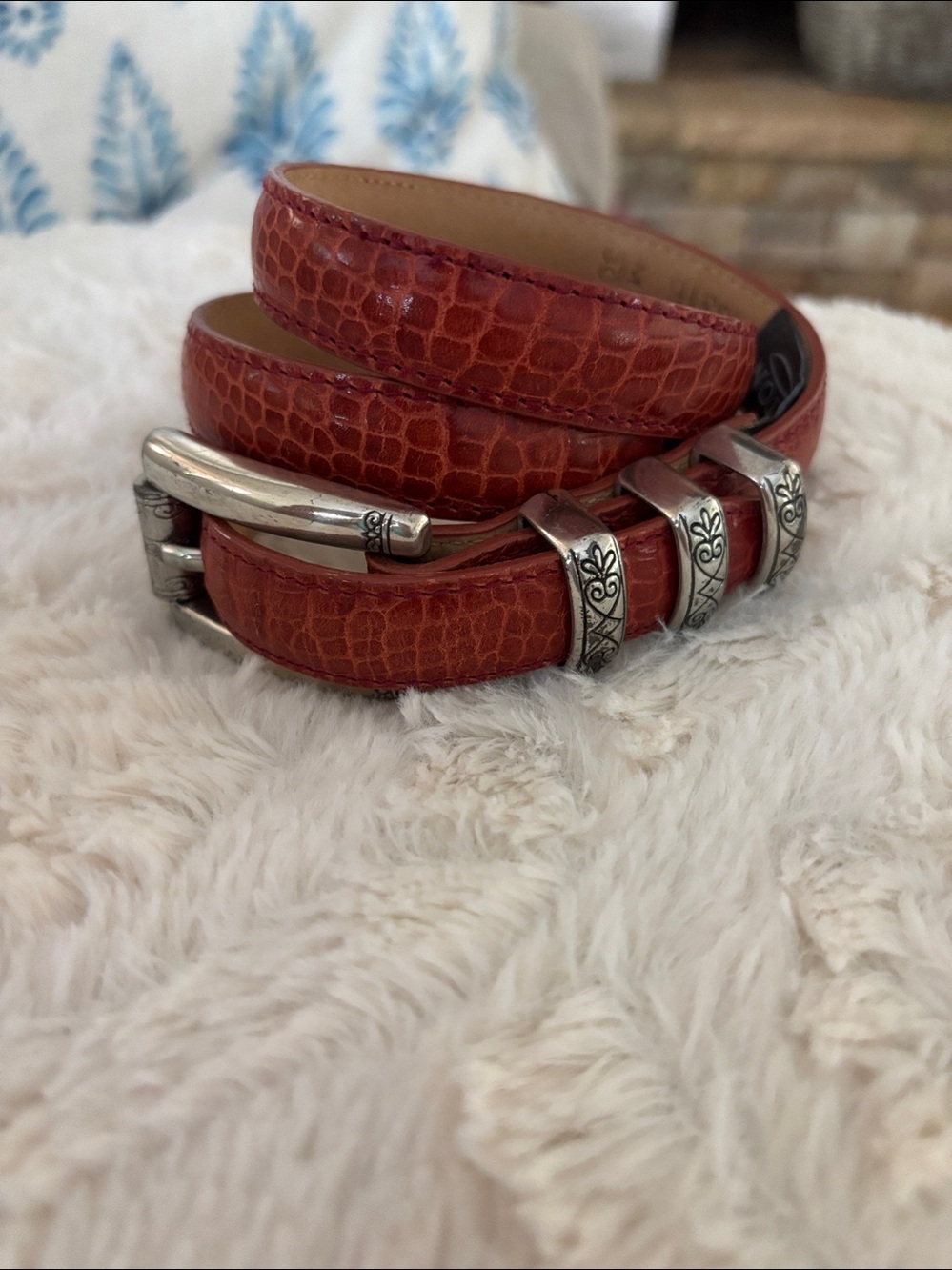 Brighton  Dark Orange Silver Belt size 30